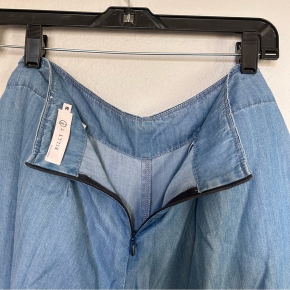 Billy T Chambray Soft Wide-Leg Crop Pants with Tie Waist  | Size Medium | Fringe - Picture 6 of 11